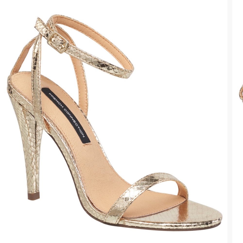 Gold High Heel Heeled Ankle strap sandal